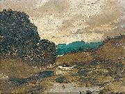 Karl Heffner Sunset over the river Sweden oil painting artist